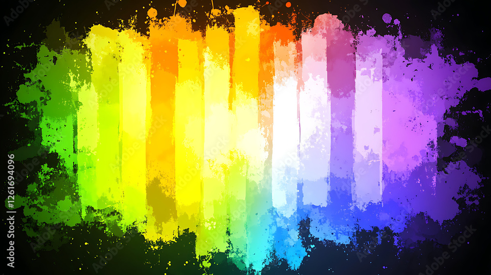 Poster vibrant color spectrum paintbrush strokes with splatter effect artistic representation for creative 