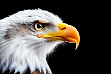 Fototapeta premium Majestic bald eagle portrait nature reserve wildlife photography dark background close-up symbol of freedom