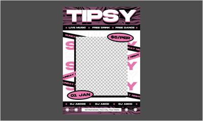 Night Party Flyer. Cocktail Party. Nightclub. Typography design. Set of flat vector illustrations. Poster, label, cover.