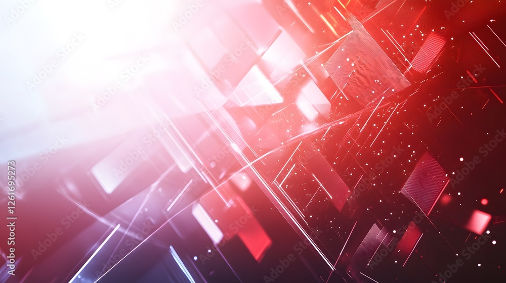 Poster abstract composition features geometric shapes with red and white color