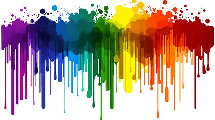 Vibrant Rainbow Paint Splatters in Artistic Dripping Design Abstract Background Illustration