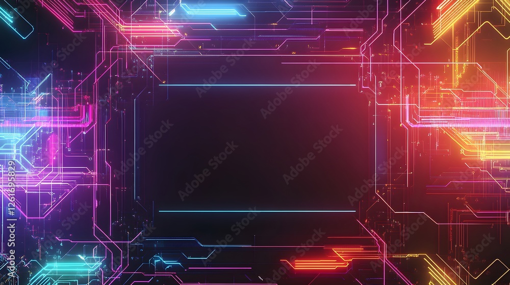 Poster abstract colorful circuit board design with blank space