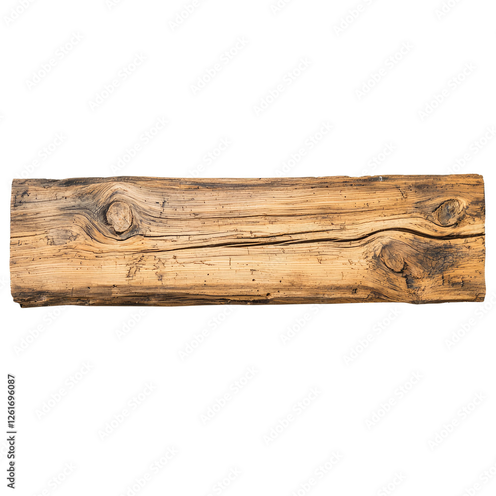 Aufkleber rustic wooden log with textured surface and natural grain patterns, perfect for decorative or crafti