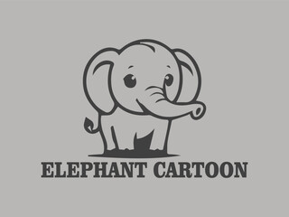 Elephant cartoon page cute animals logo vector illustration, cute baby elephant design vector illustration with background light grey