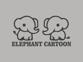 Elephant cartoon page cute animals logo vector illustration, cute baby elephant design vector illustration with background light grey