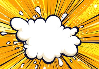 illustration with a yellow ray-like background and a white center, featuring a simple, flat design in a cartoon style.