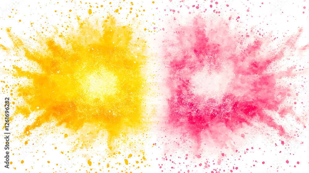 Aufkleber vibrating energy collision with yellow and pink powder exploding in dynamic motion of colors