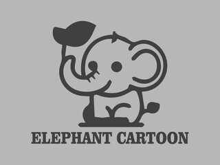 Elephant cartoon page cute animals logo vector illustration, cute baby elephant design vector illustration with background light grey