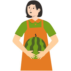 People Holding Vegetables. Flat Cartoon Vector Illustration