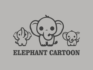 Elephant cartoon page cute animals logo vector illustration, cute baby elephant design vector illustration with background light grey