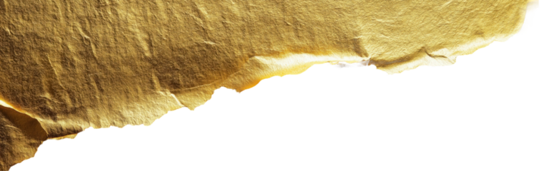 Torn Gold Foil Texture:  A captivating texture shot featuring a torn piece of shimmering gold foil, revealing a dramatic edge and an intriguing  contrast against a clean background.