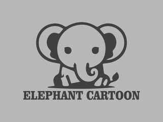 Obraz premium Elephant cartoon page cute animals logo vector illustration, cute baby elephant design vector illustration with background light grey