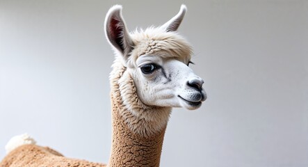 Obraz premium Llama side view portrait on plain white background