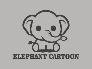 Elephant cartoon page cute animals logo vector illustration, cute baby elephant design vector illustration with background light grey