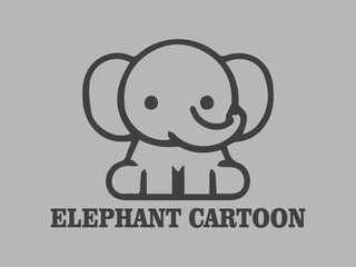 Elephant cartoon page cute animals logo vector illustration, cute baby elephant design vector illustration with background light grey