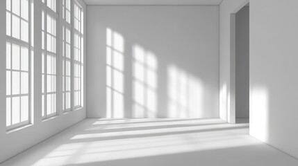 Fototapeta premium White Room Interior With Sunlight And Shadow