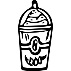 hand drawn  a cup of ice or juice related illustrations. vector illustration in outline style.