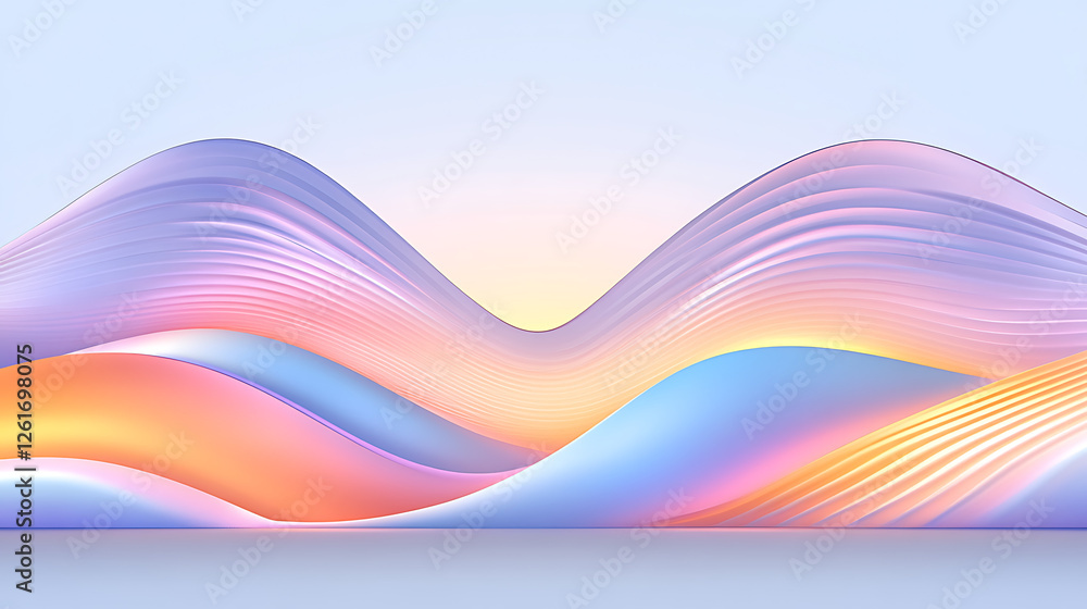 Poster wavy abstract background with light and shadow play in pastel colors gentle dynamic and undulating f