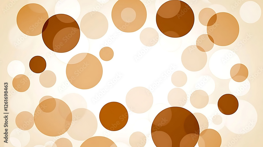 Poster whimsical circle composition background pattern in brown tones for digital design and creative proje