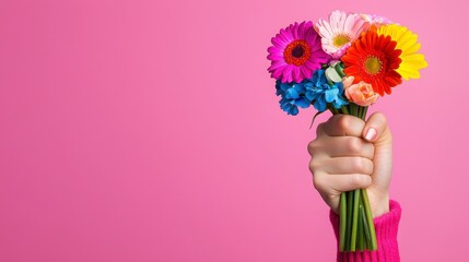 Powerful Artistic Representation of Woman Holding Flowers