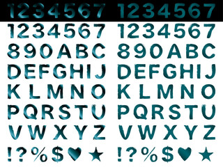 文字、筆、16青緑