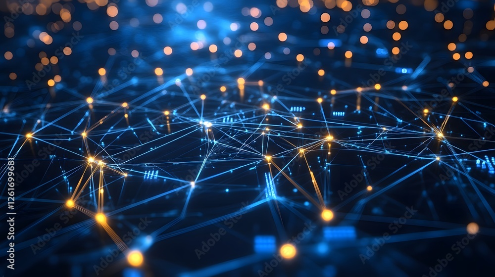 Aufkleber glowing network connections abstractly represent data and information flow