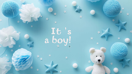 Celebrate the arrival of a baby boy with this minimalistic pastel blue card for joyful announcements and memorable moments