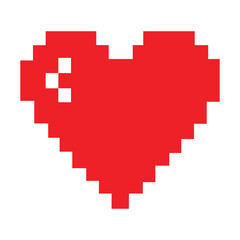 Obraz premium Red Heart Pixel Art Style Valentine Love Icon