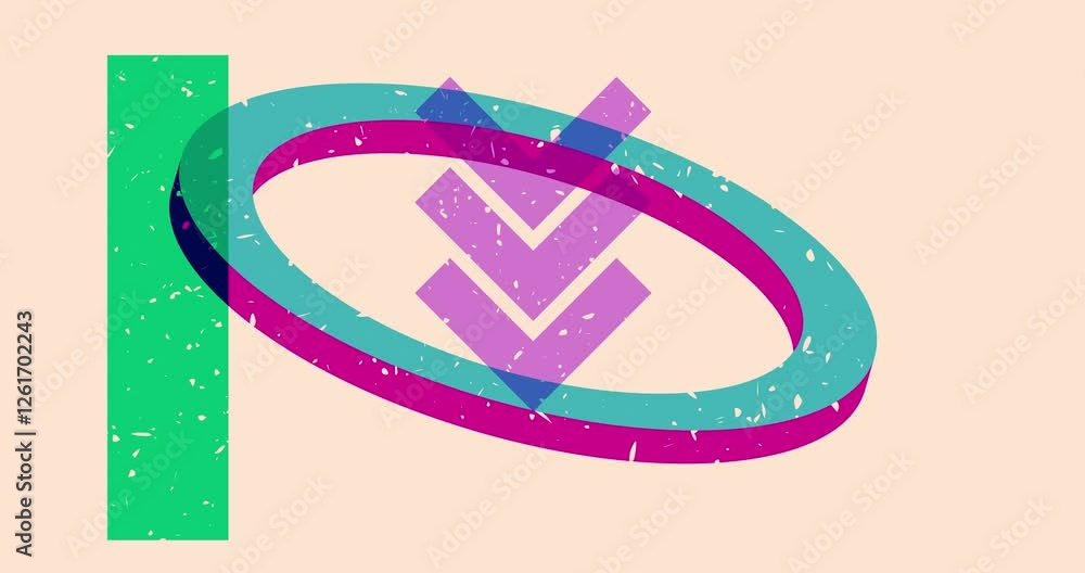 Poster risograph style object shapes. geometry elements abstract texture. big colorful geometric animation.