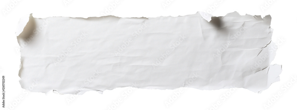 Poster torn paper strip: a piece of ripped paper, showcasing a textured, irregular edge, ideal for adding a