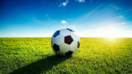 サッカーのイメージ 青空 芝生 おしゃれ 背景素材 チラシ・バナー・動画素材 AI生成素材	