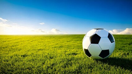 サッカーのイメージ 青空 芝生 おしゃれ 背景素材 チラシ・バナー・動画素材 AI生成素材	
