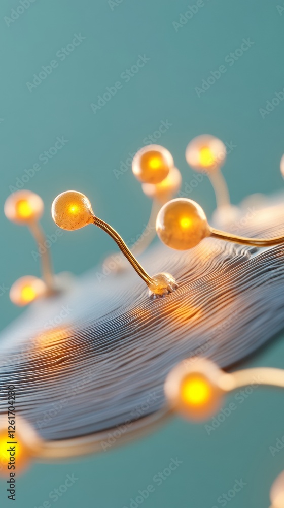 Poster Futuristic Circuit Board Visualization Metallic Textures with Glowing Connections for Innovative Tech Systems and Digital Evolution in Business Solutions