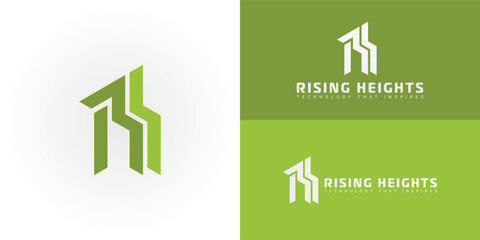 The dynamic logo design features the initials RH creatively integrated into a stylized arrow or lightning bolt, creating a unique symbol that evokes a sense of speed, power, and technological advance