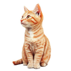 Ginger Kitten Gazing: An adorable ginger kitten sits attentively, its gaze directed upward, showcasing its vibrant fur and captivating eyes.  