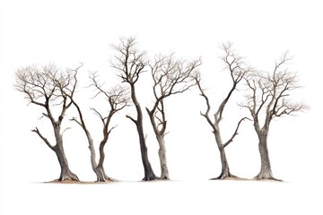 Obraz premium Dead trees, white background, nature, winter, isolated, design