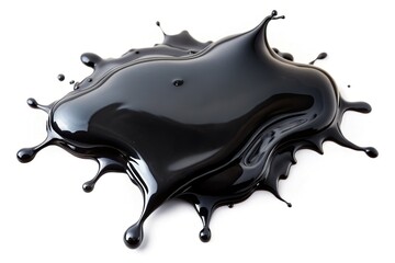 Black Paint Blot, Ink Splash, Abstract Texture, Isolated on White Background, Graphic Design Element