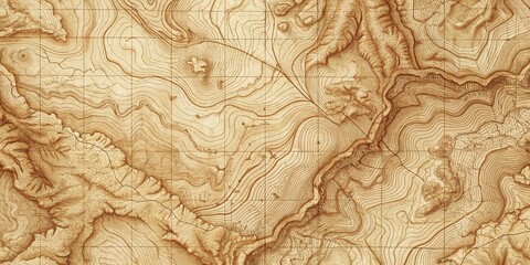 Beige Vintage Topographic Map Background: Seamless Terrain Texture for Design
