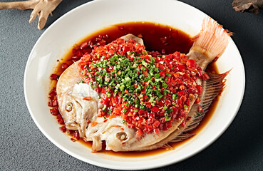 Steamed Snapper with Chopped Pepper and Soy Sauce