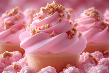Pink Cupcakes 3D Illustration