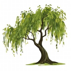 an AI Image Generator, Lush Green Weeping Willow Tree
