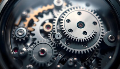 Detailed Close-Up of Mechanical Watch Gears and Components