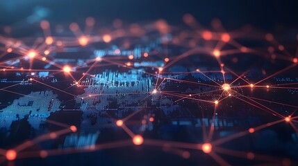 Fototapeta premium Network connections span the earth showcasing technology and data