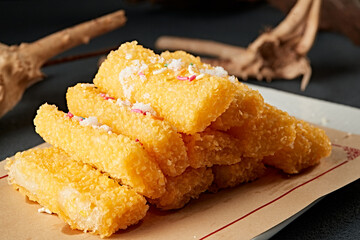 Crispy fried milk with noodles