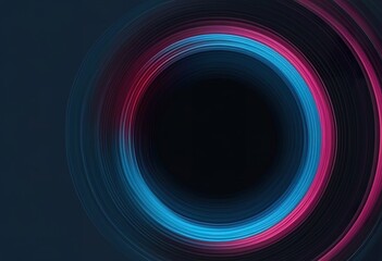 Abstract image featuring concentric circles in shades of blue and pink, creating a swirling effect against a dark background. The design is modern and graphic, evoking a sense of depth and movement
