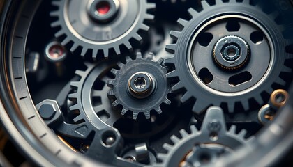 Obraz premium Close-Up View of Intricate Mechanical Gears in Precision Engineering