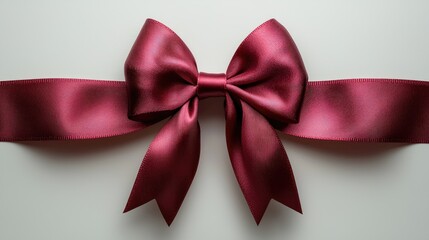 Elegant burgundy ribbon bow tied on a smooth surface, perfect for gift wrapping and decoration
