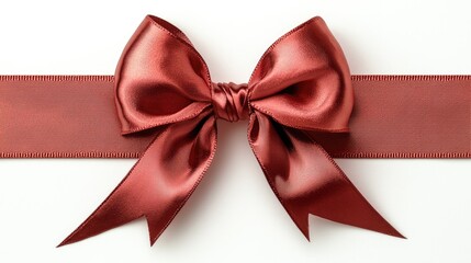 Elegant red satin bow tied on a ribbon, perfect for gift wrapping and celebrations