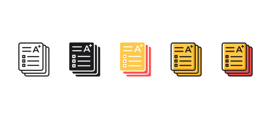 Grading or assessment icon in flat vector style. Simple and modern vector illustration representing academic excellence, achievement, education, success, and student performance.