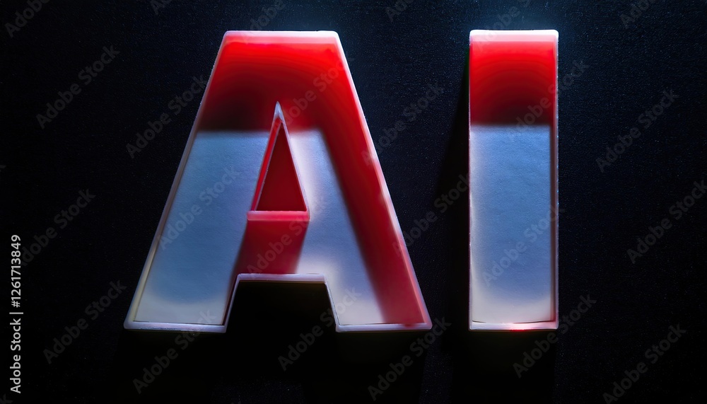 Aufkleber illuminated 3d letters ai representing artificial intelligence concept